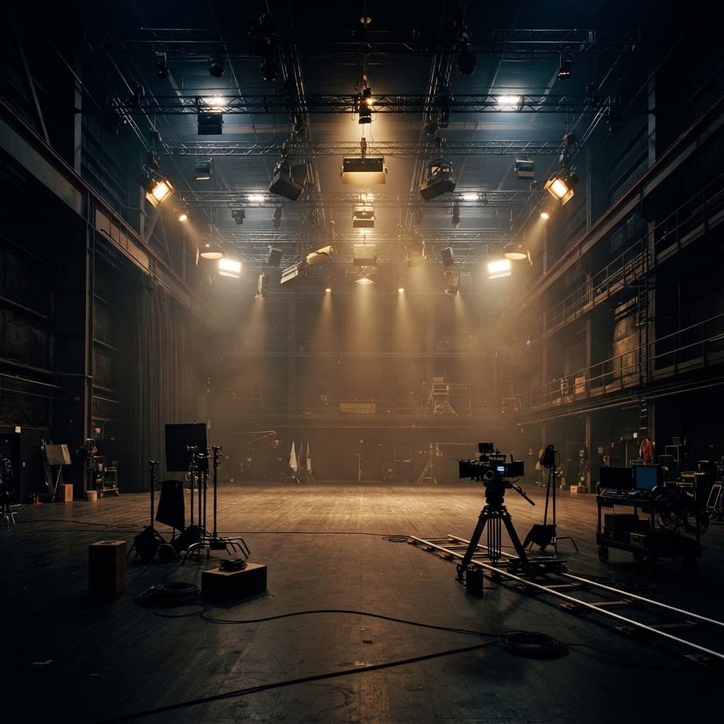 Poluru Productions sound stage with cinematic lighting