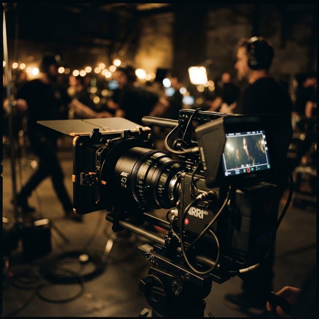 Cinema camera and monitor on a Poluru Productions set